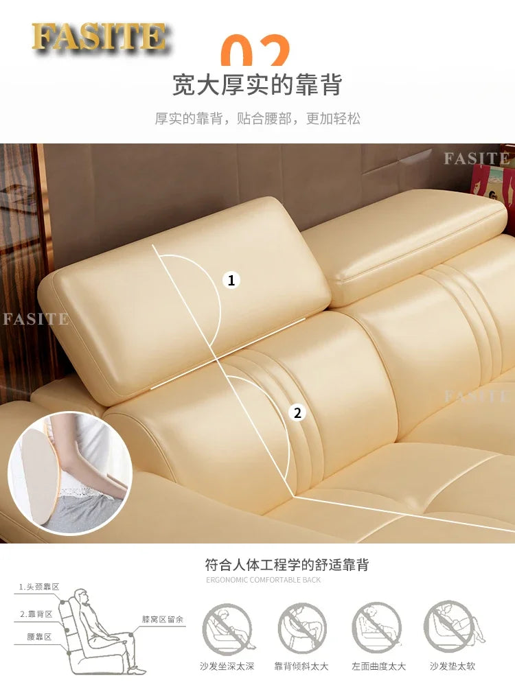 Genuine leather sofa head layer cowhide small unit,simple and modern functional, fashionable leather sofa combination decoration