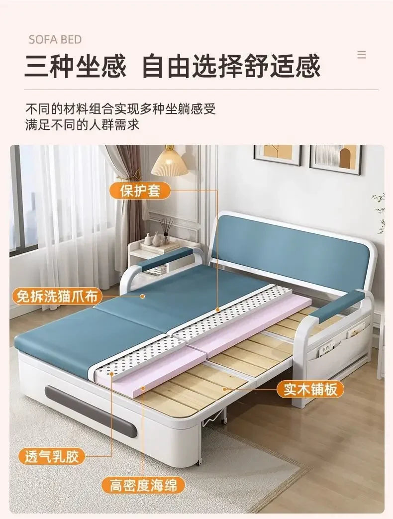 Sofa bed integrated dual-purpose small apartment Internet celebrity balcony multi-function retractable bed New technology