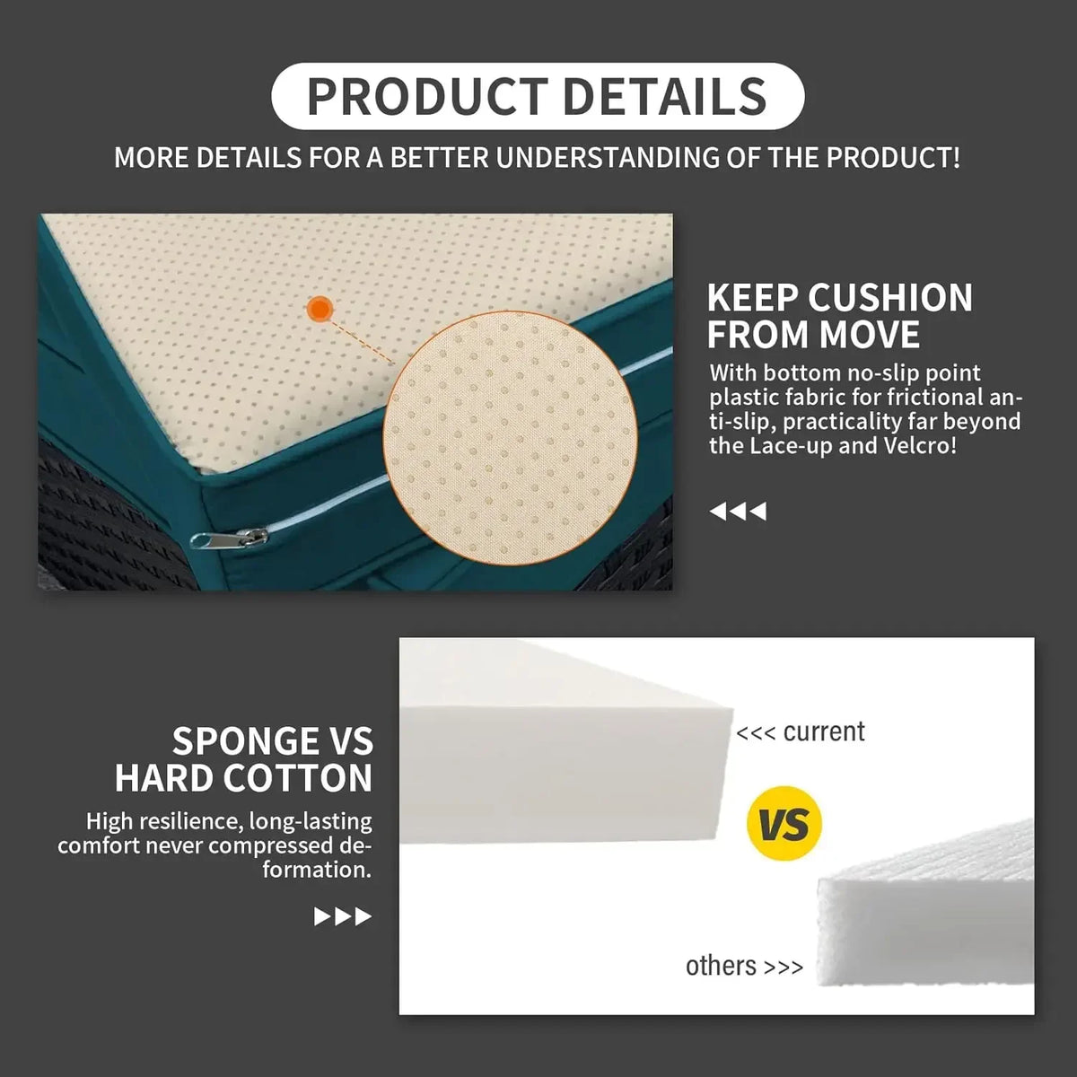 Patio Furniture Set 7 Pieces Couch Outdoor Chairs Coffee Table Peacock Blue Anti-Slip Cushions and Waterproof Covers