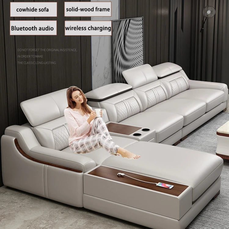 #For New Design Modern Simple Living Room Luxury Leather Sofa Set Hotel Apartment Multi-functional Corner Sofa Combination*