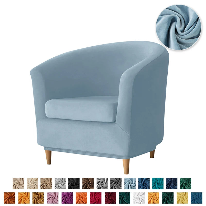 Velvet Tub Cover Chair Jacquard Single Seat Sofa Slipcover 1 Seate Living Room  Furniture Couch Washable Club Armchair Cover