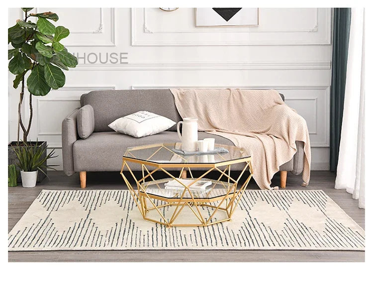 Nordic Glass Living Room Coffee Tables Light Luxury Modern Toughened Glass Bedroom Corner Table Iron Coffee Table Home Furniture