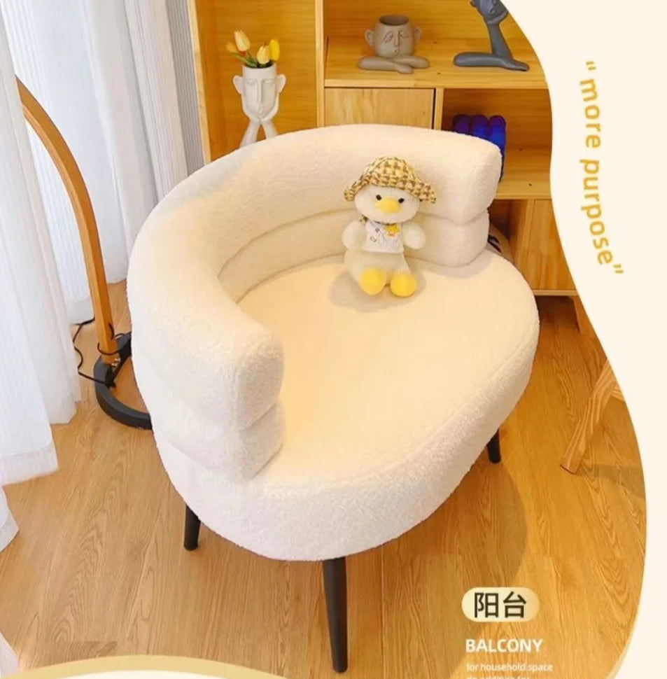 Living Room Swivel Chair Nordic Armchair INS Lift Computer Backrest Chair Lamb Wool Design Bedroom Makeup Chair Home Furniture