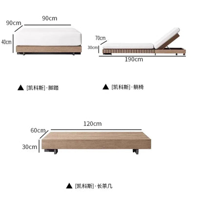 Outdoor Sofa Solid Wood Teak Rain proof and Sunscreen Courtyard Villa Outdoor Balcony Garden Soft Decoration Furniture