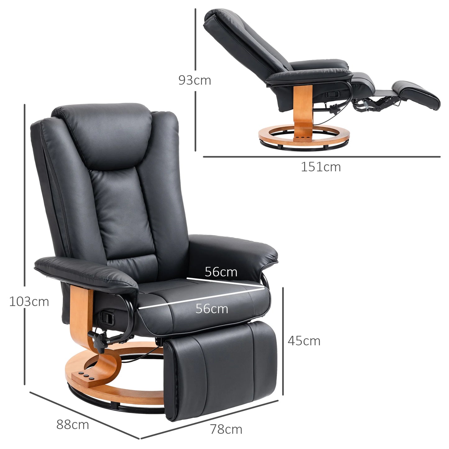 Relaxing armchair swivel TV armchair with reclining function and footrest load capacity up to 150 kg TV armchair made