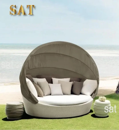Furniture  pool Garden patio balcony sun bed teak daybed  classic outdoor garden double chaise lounge sofa