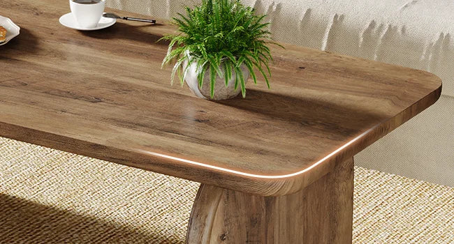 Rectangle Coffee Table,Wood Rectangular Living Room Table, Farmhouse Accent Center Low Cocktail Tea Table with Sturdy Base