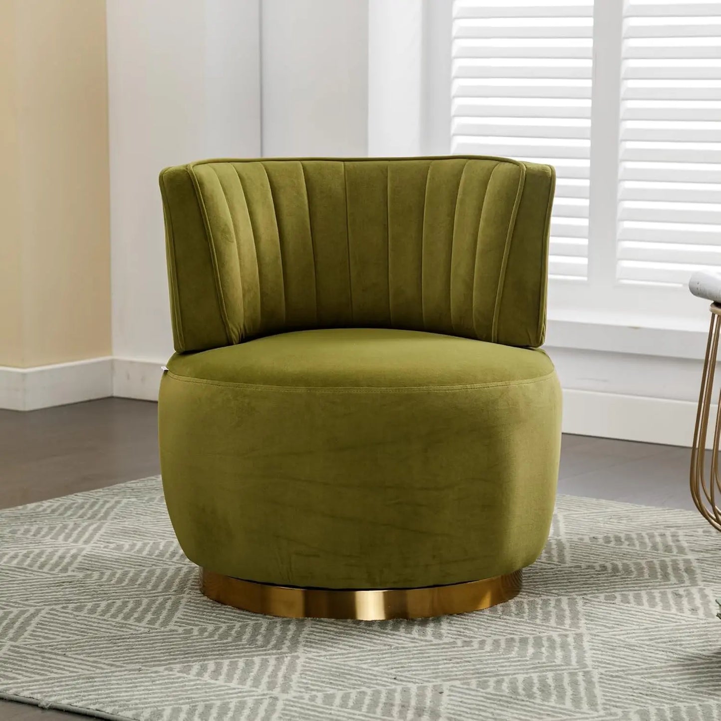 Modern Velvet Swivel Barrel Chair, 360 Degree Plush Upholstered Round Armchair with Wide Seat, Cozy Lounge Chair, Customized