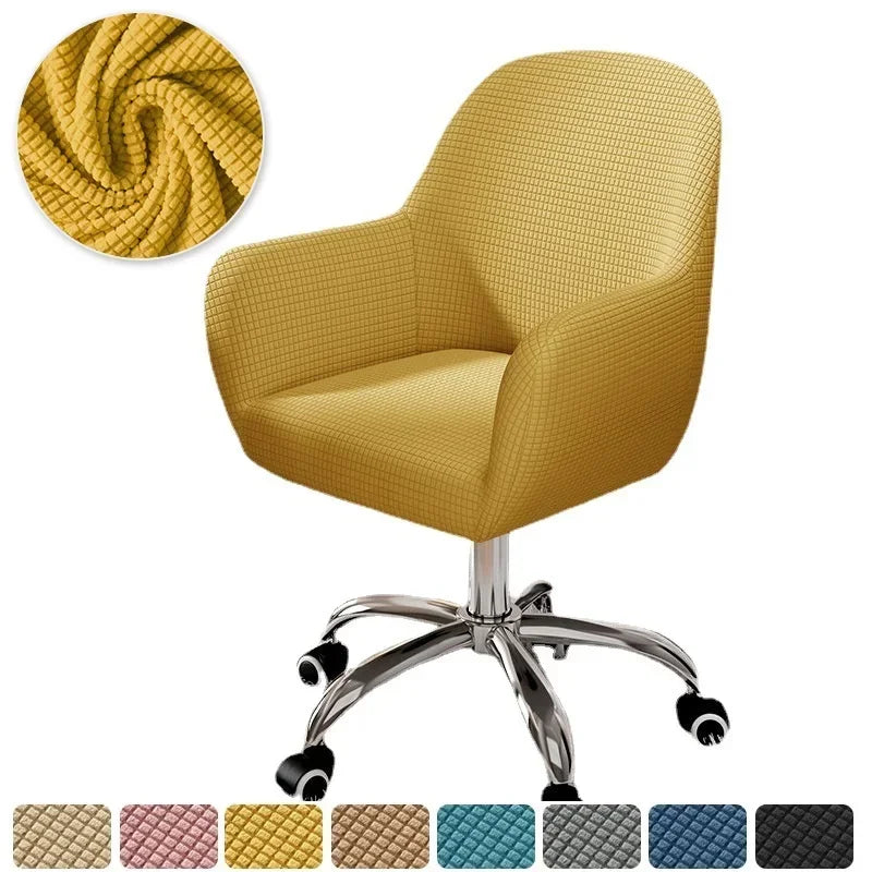 Solid Elastic Rotating Chair Cover Dining Room Spandex High Sloping Armchair Covers Office Chair Slipcover Coffee Bar Make Up