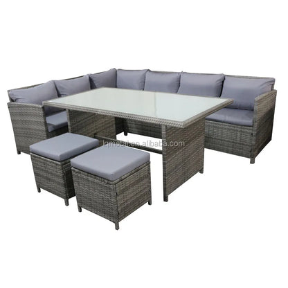 Patio Furniture Set Garden 5PCS Galvanized Steel Garden Set Wicker Ratran Sofa