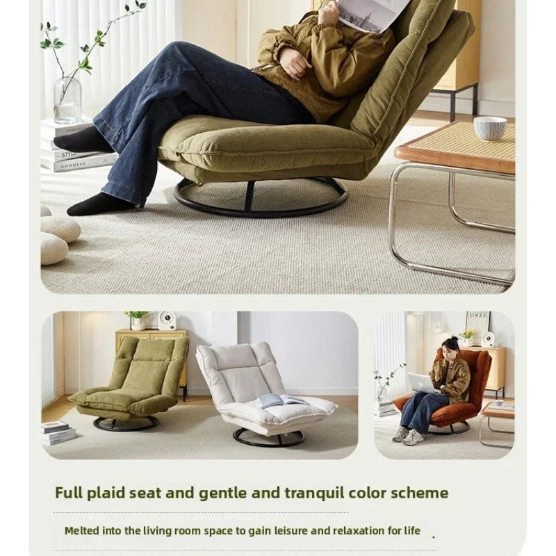 Household Goods New Rotating Sofa Chair, Living Room Balcony Fabric Lazy Sofa Backrest Rotating Leisure Chair Swivel Chair
