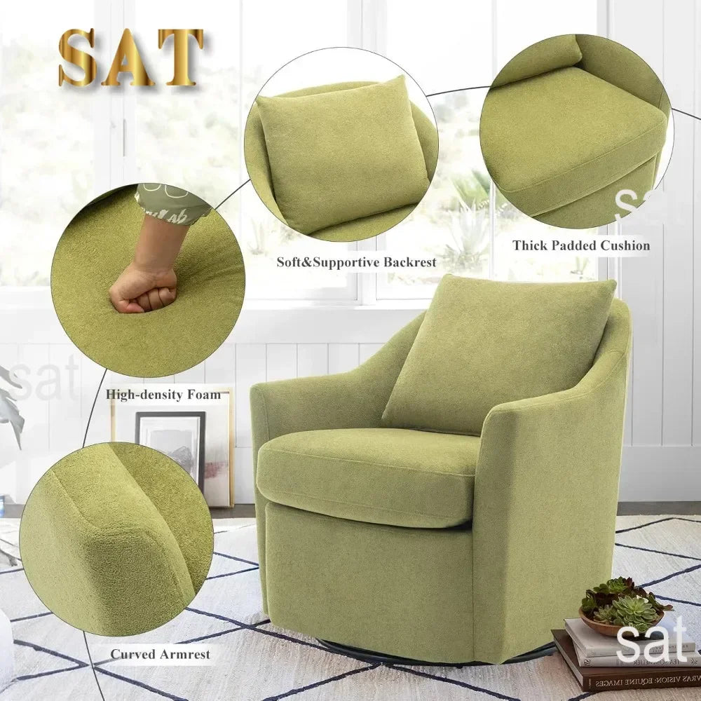 /Swivel Chair Set of 2, Upholstered Round Barral Chair, 360° Swivel Accent Chair Ergonomic Backrest, Morden Armchair, Green
