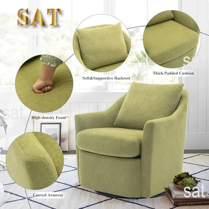 /Swivel Chair Set of 2, Upholstered Round Barral Chair, 360° Swivel Accent Chair Ergonomic Backrest, Morden Armchair, Green