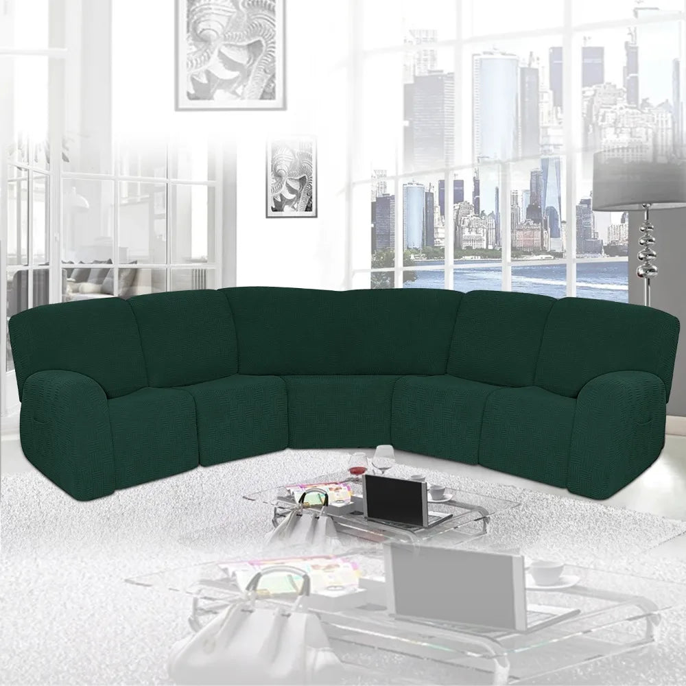 7PCS Jacquard L Shaped Corner Couch Covers Sectional Recliner Sofa Cover Stretch 5 Seater Corner Sofa Slipcover Couch Protector
