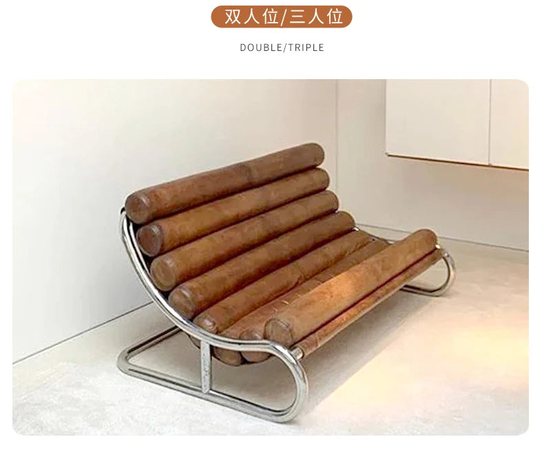 Stainless steel sofa chair Metal lazy recliner Light luxury leisure living room Home single sofa