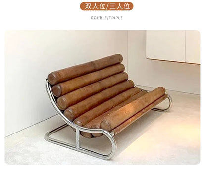 Stainless steel sofa chair Metal lazy recliner Light luxury leisure living room Home single sofa