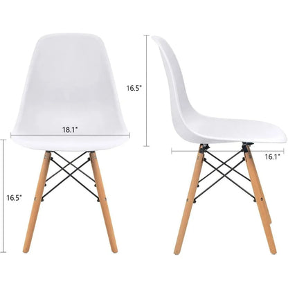 Furmax Modern Style Dining Chair Mid Century Modern DSW Chair, Shell Lounge Plastic Chair for Kitchen Chairs Set of 4(White)