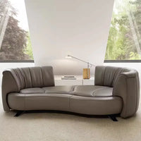 360 degree rotating backrest curved push-pull movable full leather DS164 three-person sofa