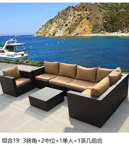 Terrace Modern Garden Sofas Outdoor Combination Courtyard Nordic Garden Sofas Waterproof Pe Rattan Furniture Sofá Jardín MHHYSF