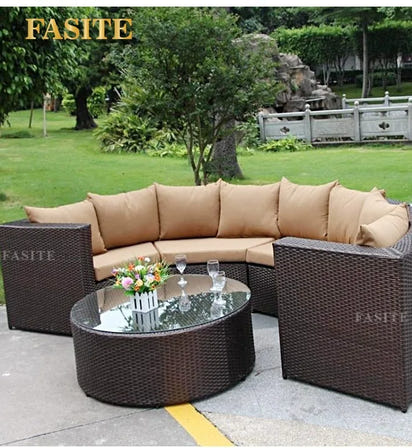 Outdoor round rattan sofa combination garden courtyard