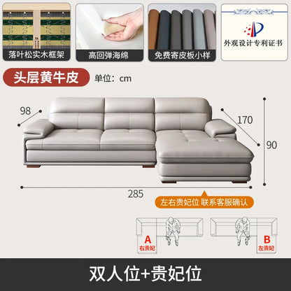 Italian leather, simple size apartment, sofa combination