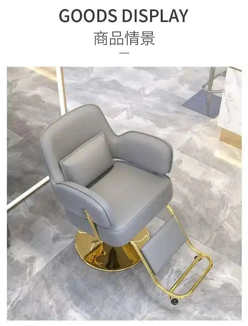 Furniture Fashionable Grey Barber Chair Glamour Elegant Barbería Professional Comfy Hairdressing Chair Modern Simple Silla De