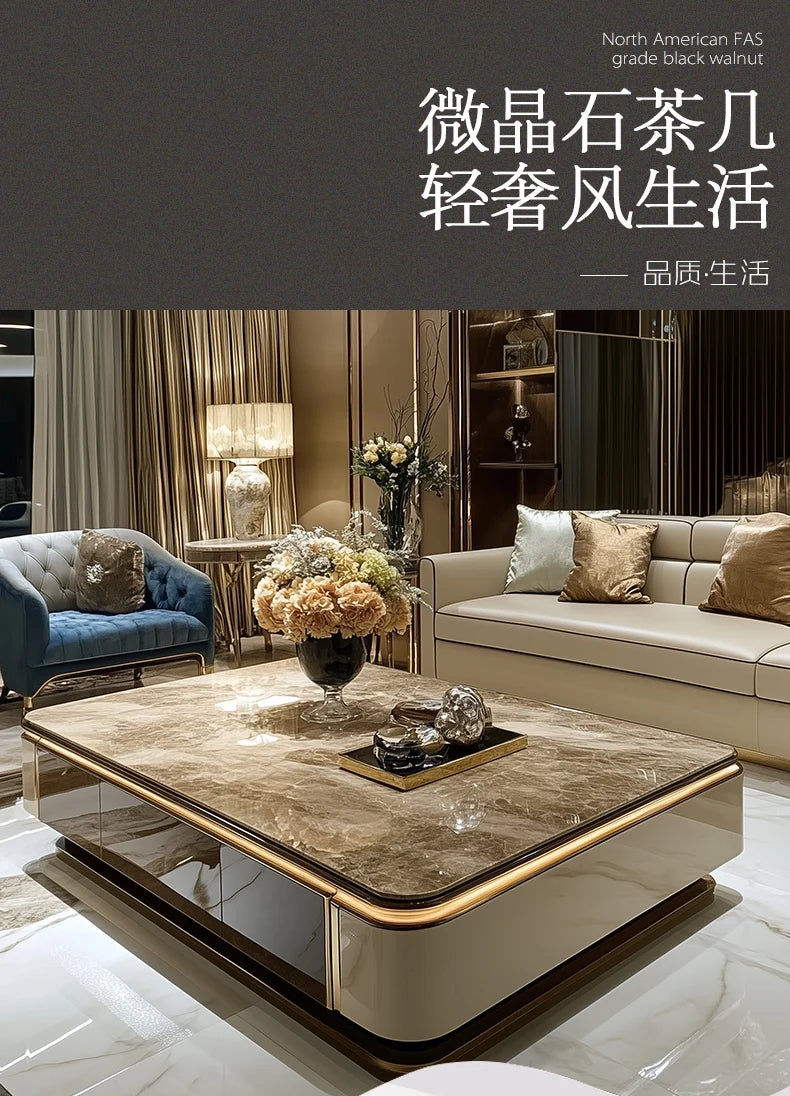 Microcrystalline stone large apartment flat living room coffee table marble