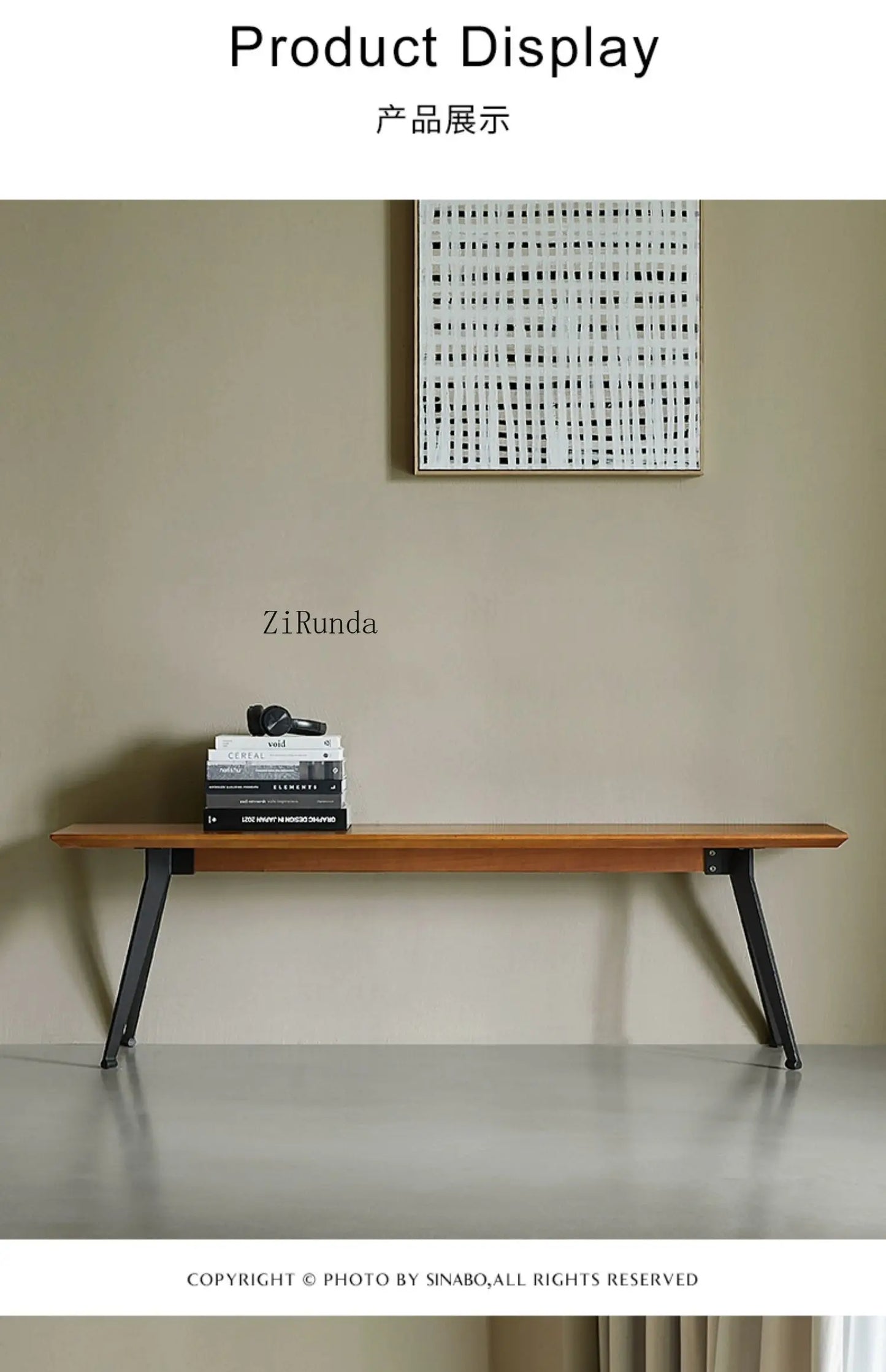 Japanese-style wabi-sabi wind all-solid wood bench light luxury household dining table living room shoe changing stool