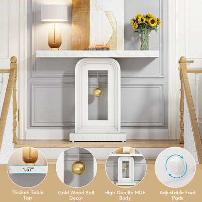 Tribesigns Modern Console Table, 40 Inches Narrow Sofa Entryway Table with Pendulum Shape Base, Contemporary Wood Accent Table