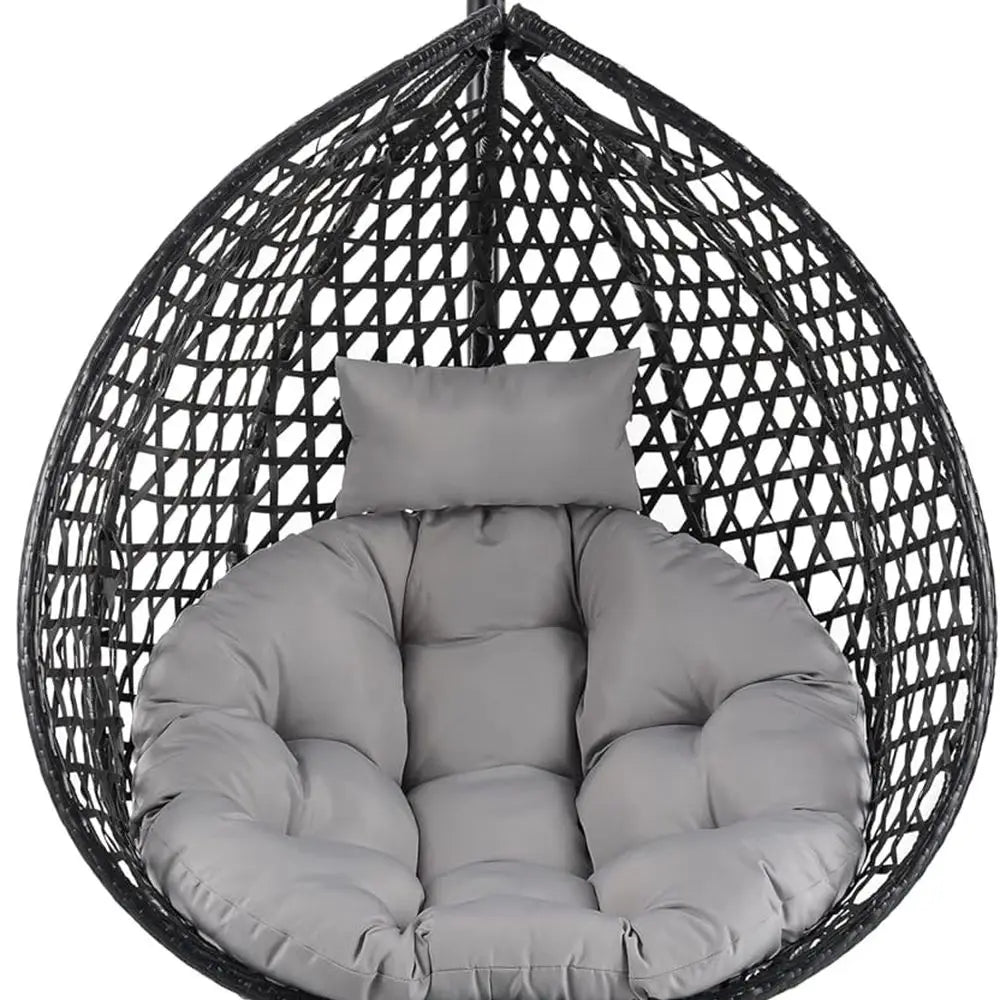 Outdoor/Indoor Wicker Swing Chair with Stand, Egg Hammock for Patio, Garden, Living Room