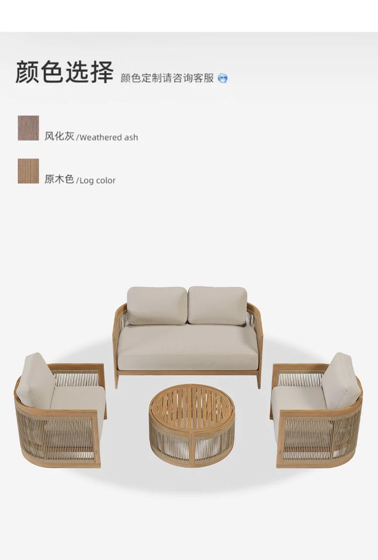 Reception Outdoor Garden Sofas Living Room Simple Backrest Modern Garden Sofas Homestay Wood Furniture Sofá Jardín MHHYSF
