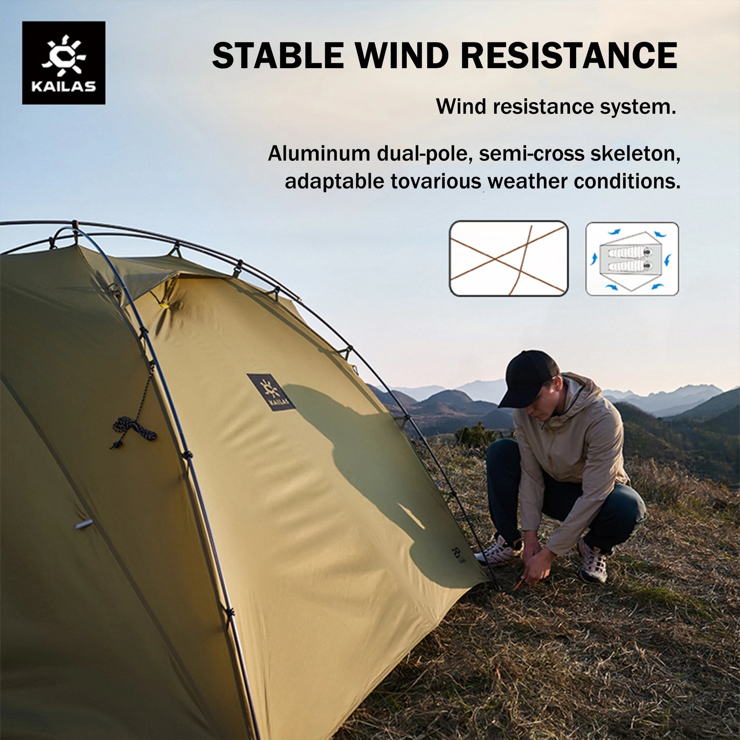 KAILAS STRATUS Ultralight Backpacking Tent 2 Person Double Layer Waterproof Windproof Camping Hiking Survival Tent KT2303102