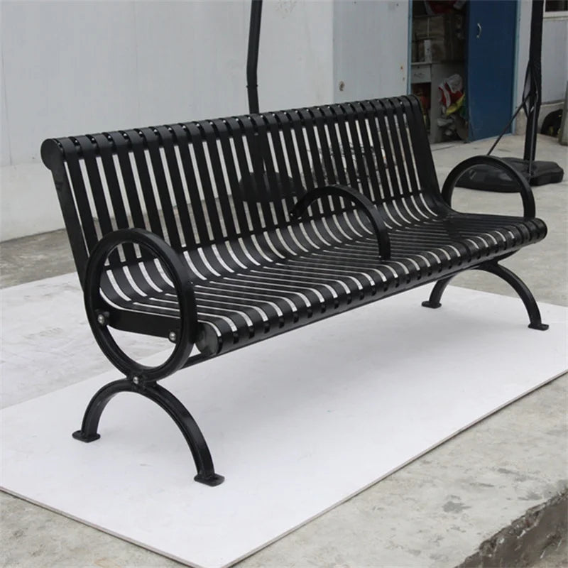 Outdoor Public Park 2 Person Steel Commercial Bench Seating Outside Garden Out Door Patio Rustic Metal Seat Bench with Back