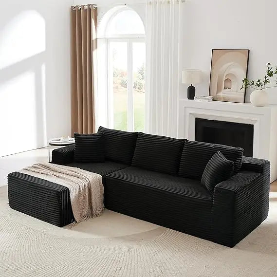 Boneless Cloud Sectional Couches for Living Room, L Shaped Sofa with Deep Seat & Left Chaise, Fluf