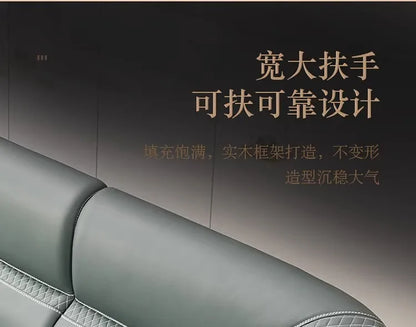 Modern minimalist, ebony leather sofa, new Chinese combination
