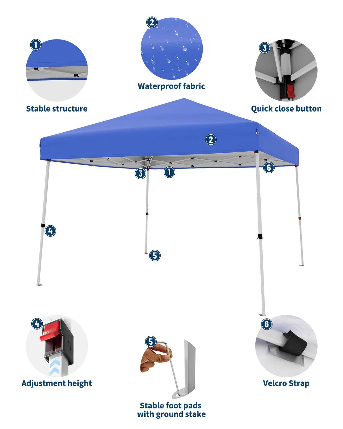 Easy Setup Pop Up Canopy Tent 10x10 FT with Slant Legs Outdoor Patio Gazebo Shelter Portable Shade, Includes 8x8 FT Canopy Cover