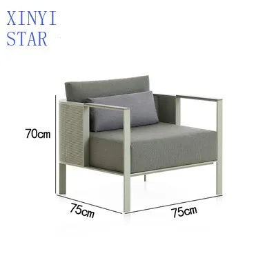 Outdoor stainless steel sofa Hotel sales office Terrace Dining table and chairs