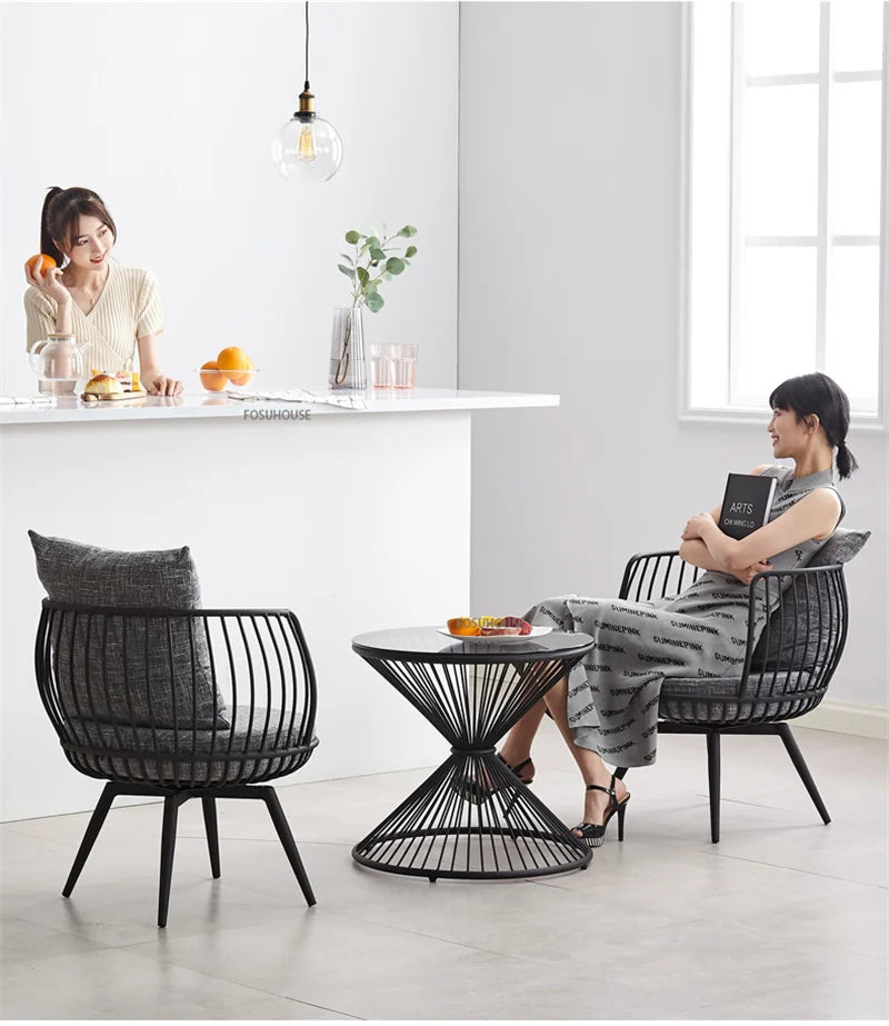 Living Room Furniture Bedroom Light Luxury Minimalist Single Sofa Chair Lounge Chair Nordic Wrought Iron Living Room Chairs