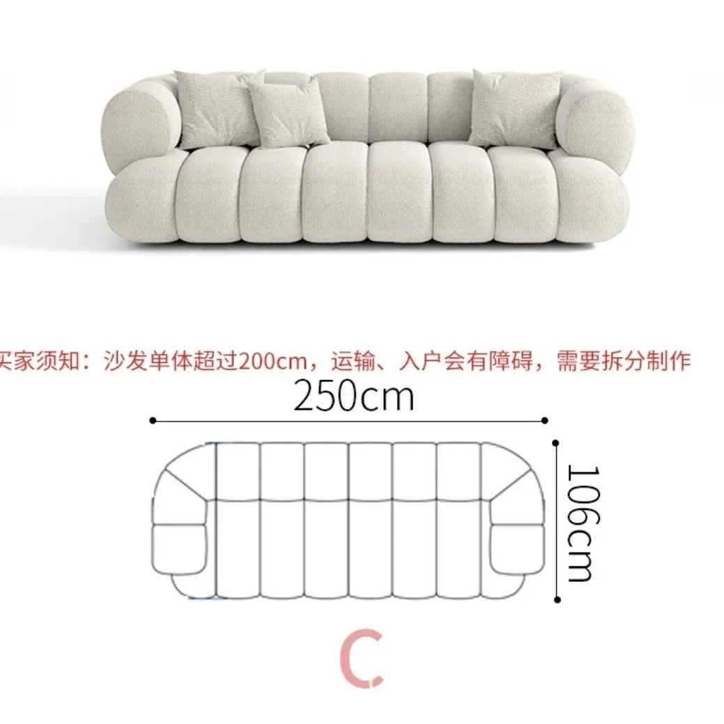 Living room cloud fabric sofa size apartment