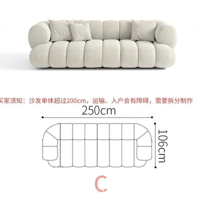 Living room cloud fabric sofa size apartment