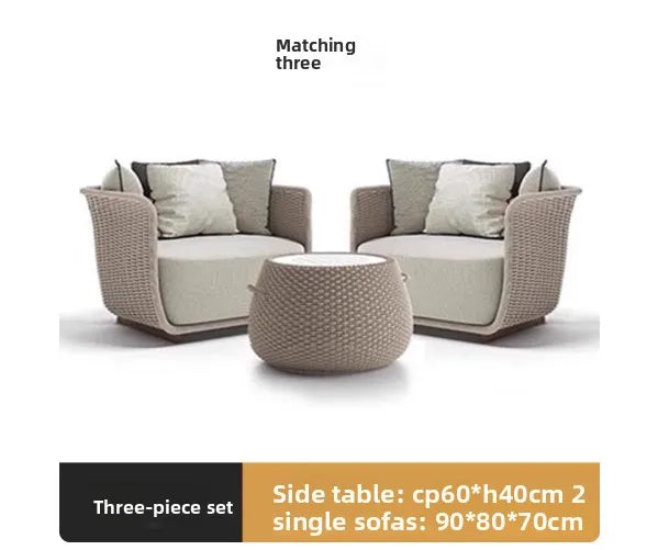 Italian Style Modern Luxury Waterproof Outdoor Rattan Garden Sofa Set For Hotels And Villas For Courtyard