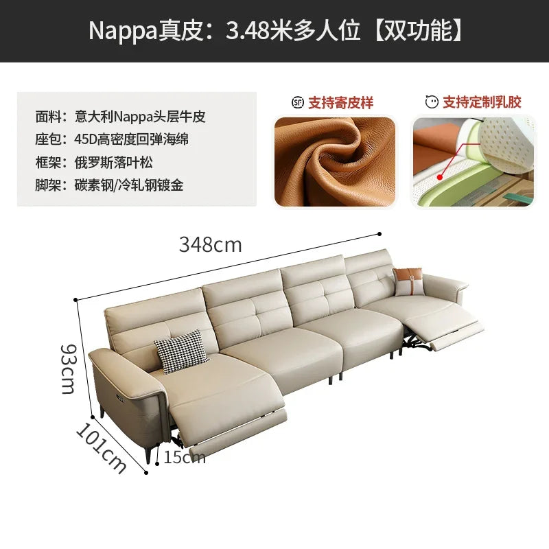Vintage European Reclining Sofa Leather Office Designer Italiano Couch Adjustable Height Adults Sofa Inflavel Indoor Furniture