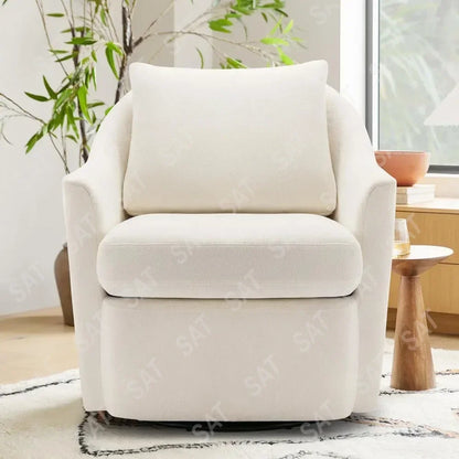Linen Dining Chair with Casters Modern Storage Seat Design for Relaxing Upholstered Arm Chair, Single Sofa Chair