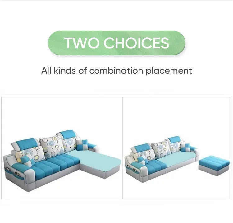 American Style Chaise Couch L Shaped Modular Living Room Synthetic Leather Sofa