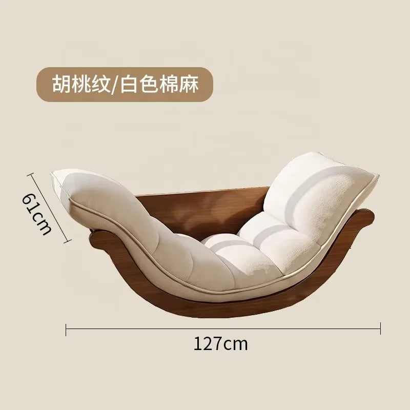 The latest design multi-functional living room rocking chair, solid wood frame leisure sofa chair, balcony bedroom recliner