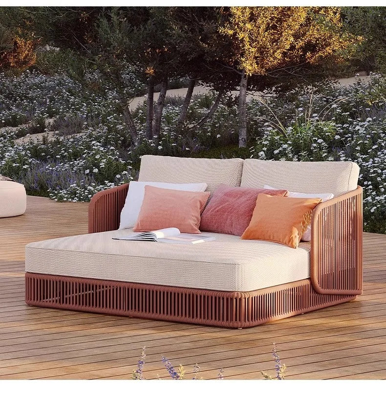 Outdoor rattan sofa, courtyard terrace, balcony, hotel terrace, homestay, garden, leisure rope sofa, coffee table combination