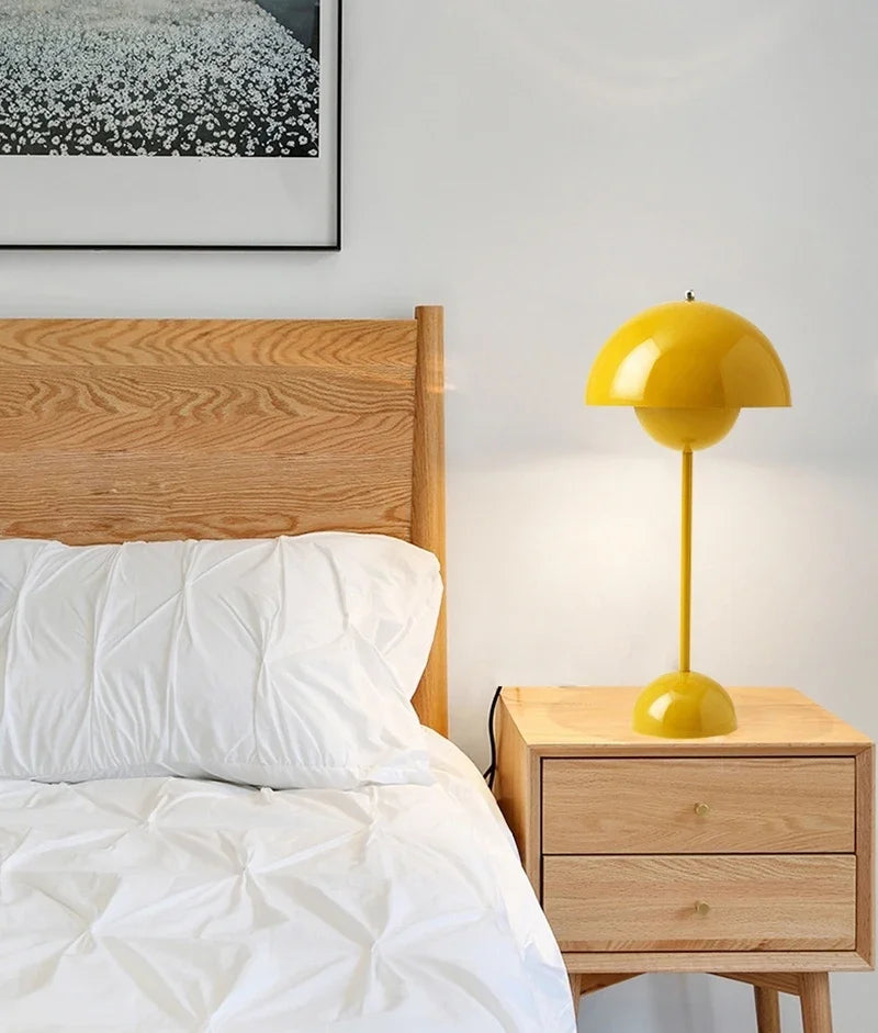 Nordic modern minimalist bedroom bedside lamp creative  flower bud cream style small table