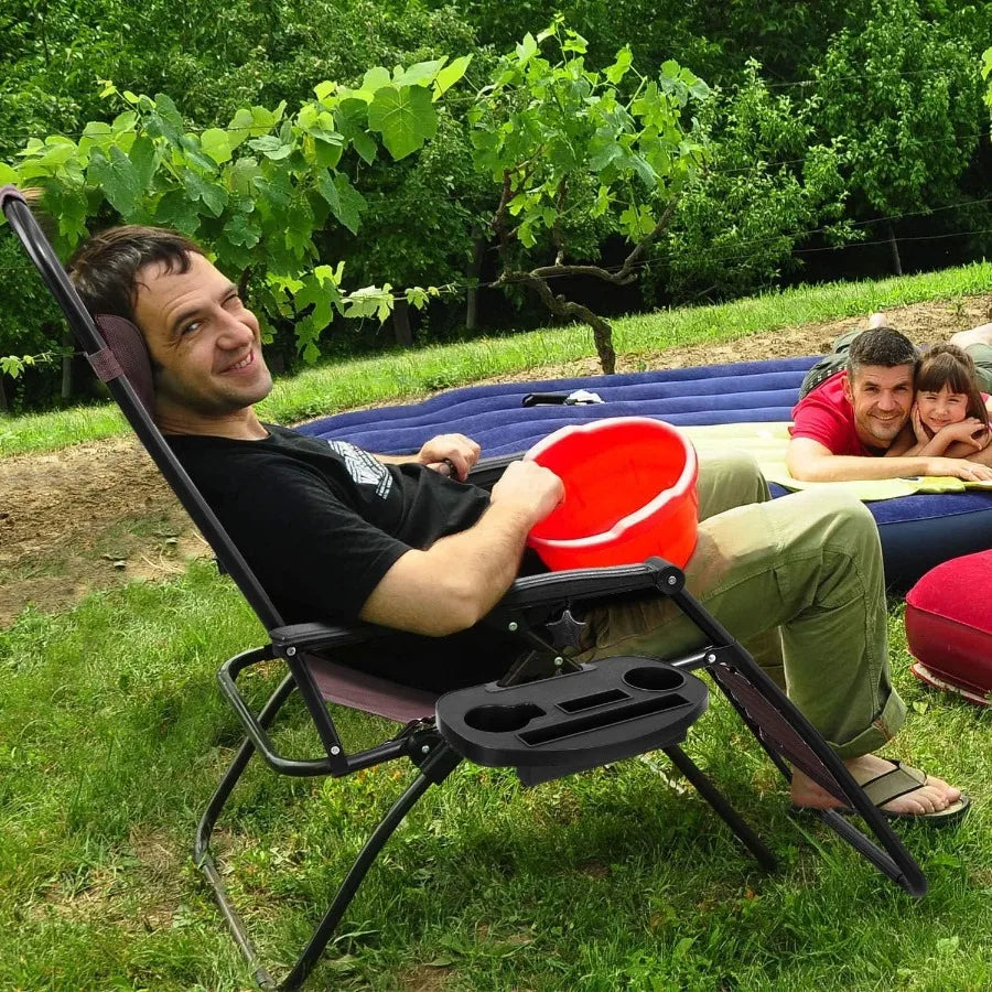Zero Gravity Patio Folding Lawn Chairs Outdoor Gravity Camp Reclining Lounge Chair with Pillows for Poolside Backyard and Beach