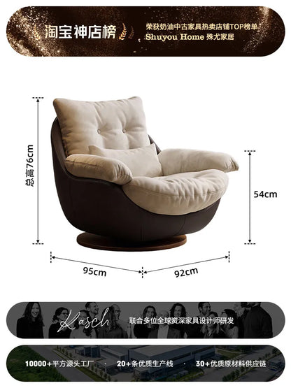 Swivel Cross Legged Chair Accent Armchair For Living Room Lounge Comfy Floor Chair Nordic Chaise Wabi Sabi Lazy Sofa