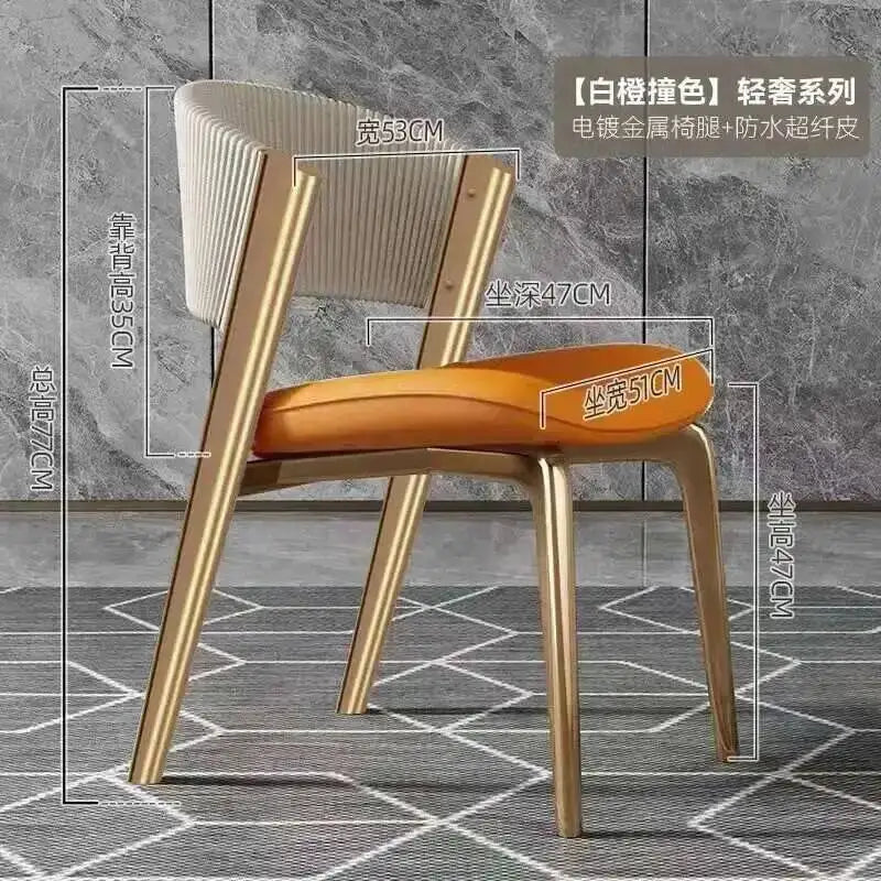 Ergonomic Furniture Modern Vip Restaurant Luxury Designer Dining Italian Chair Chairs Nail Gold Comedor Kitchen Legs Leather